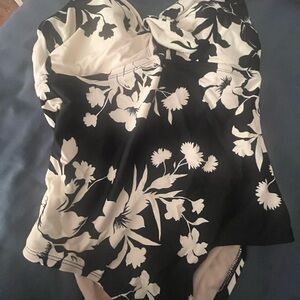 Black and White Floral Swimsuit
